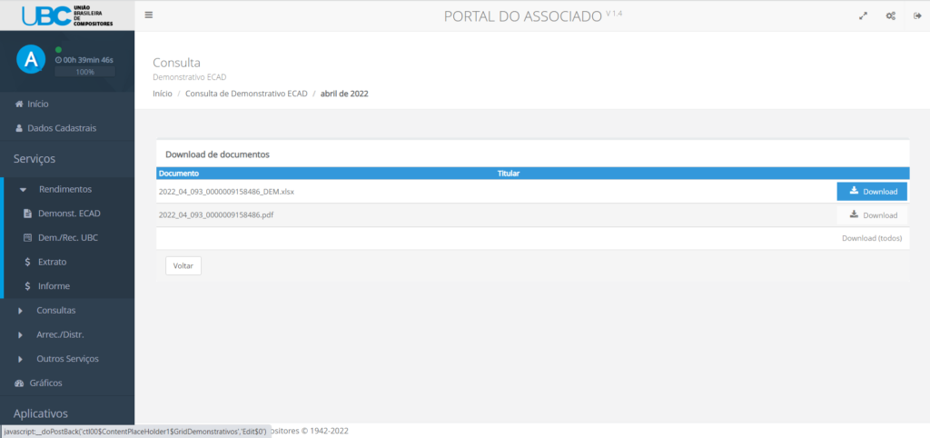 Selecione o formato do arquivo