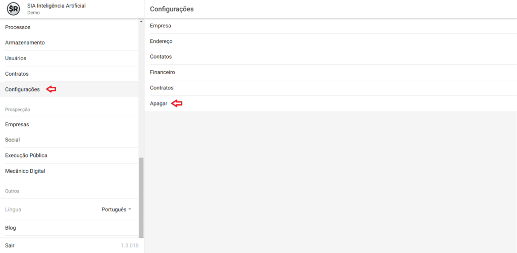 SMART RIGHTS - Como apagar informações em lote - 01 - Configuraçoes