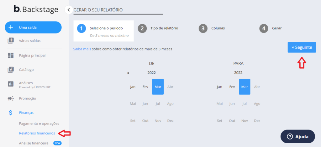 SMART RIGHTS - Como baixar seu relatório de distribuição digital na Believe - 03 - período