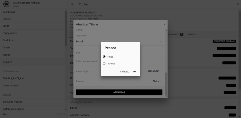 SMART RIGHTS - Como inserir informações de titulares para pagamento - 04 - Categoria Jurídica