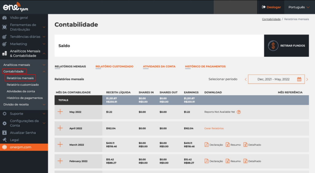 Smart Rights-Como baixar demonstrativos de distribuição digital-03-OneRPM-Relatórios Mensais