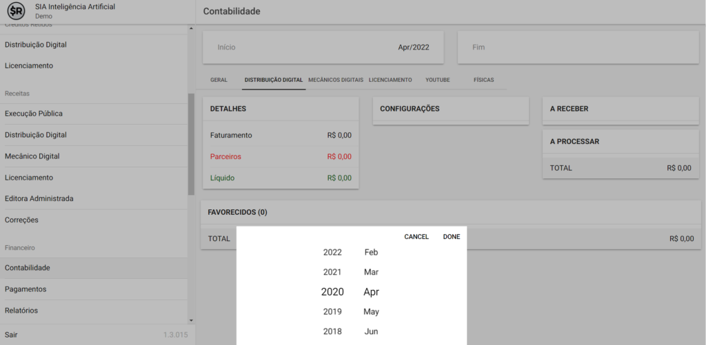 Selecione o período do relatório a ser emitido