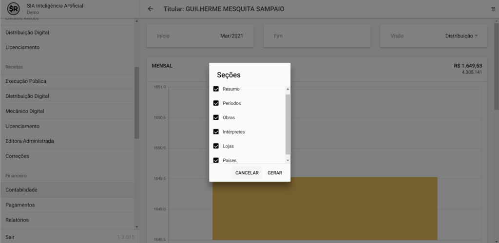 Selecione as informações que deseja inserir no relatório
