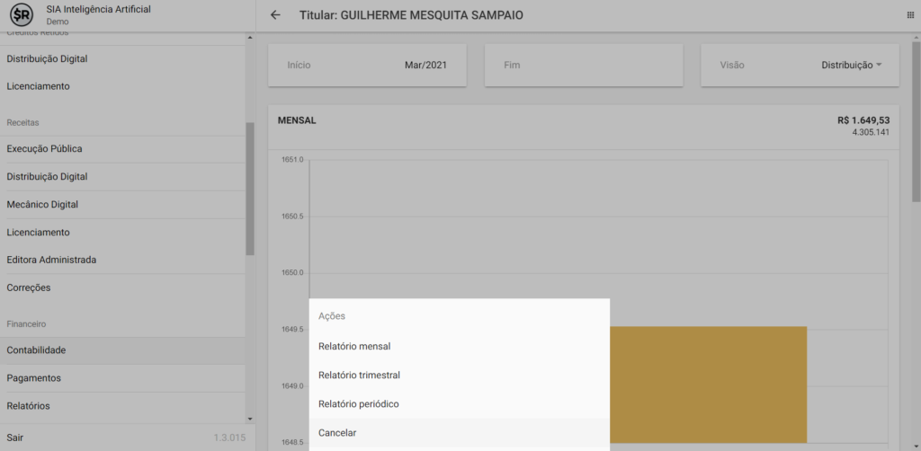 Selecione o período do relatório a ser emitido