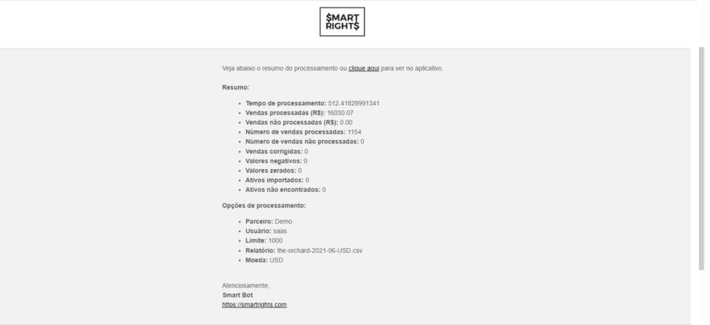Relatório de vendas processado