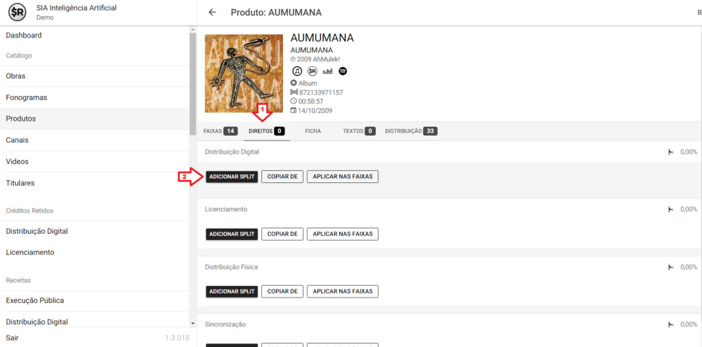 SMART RIGHTS - Como cadastrar as porcentagens de participação na distribuição digital - 02 - Adicionar Split