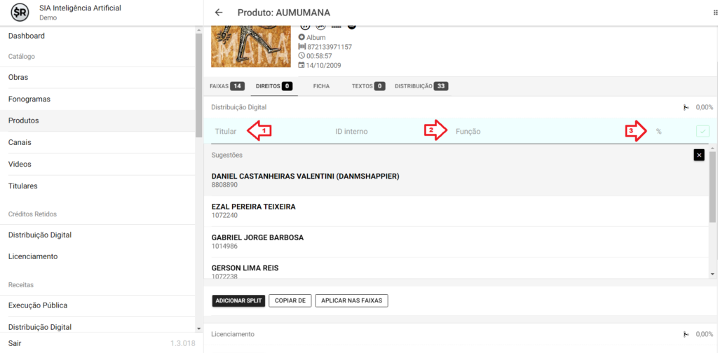 SMART RIGHTS - Como cadastrar as porcentagens de participação na distribuição digital - 03 - Inserir Titular