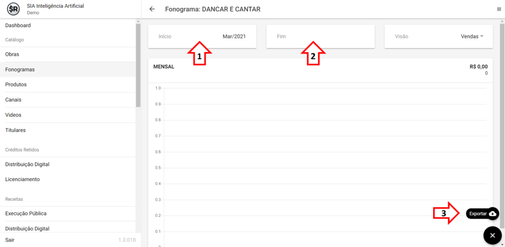 SMART RIGHTS - Como exportar vendas de Distribuição Digital por fonograma - 03 - Selecione Período