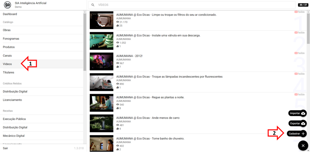 SMART RIGHTS - Como importar um video do Youtube pelo ID - 01 - Menu de Vídeos