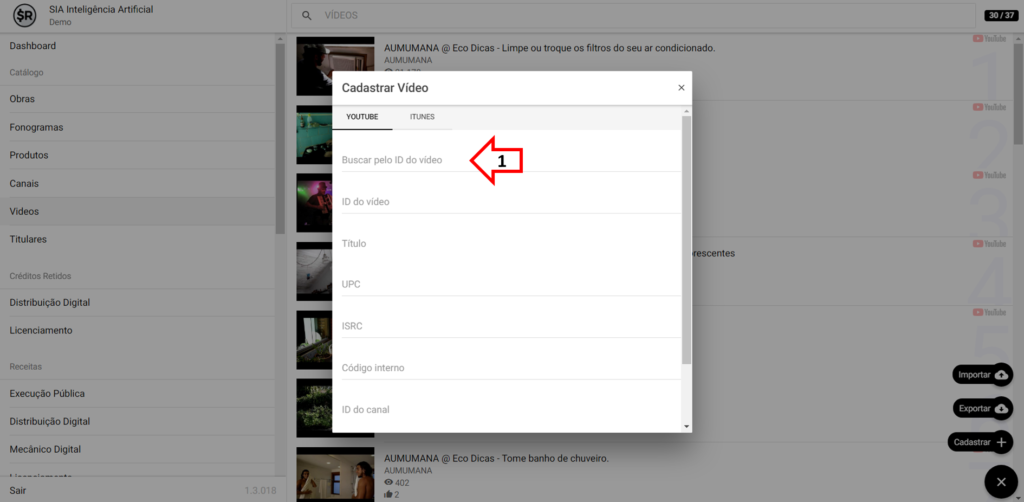 SMART RIGHTS - Como importar um video do Youtube pelo ID - 02 - Inserir Id do video