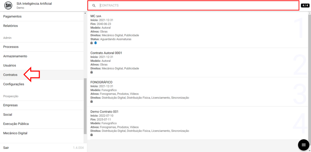 SMART RIGHTS - Como apagar um contrato - 01 - Localizar