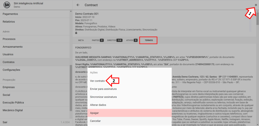 SMART RIGHTS - Como criar um contrato - 06 - visualizar