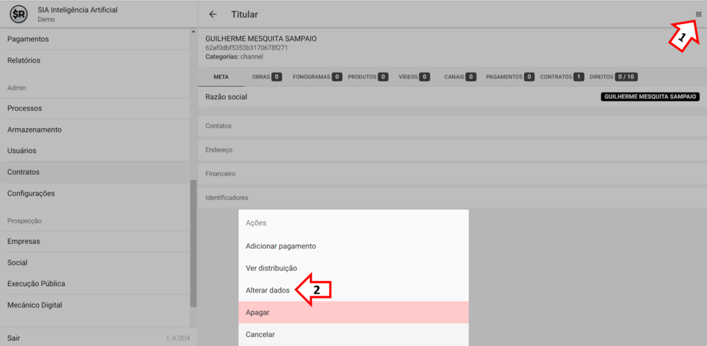 SMART RIGHTS - Como enviar um contrato para assinatura digital - 01 - Completar titular