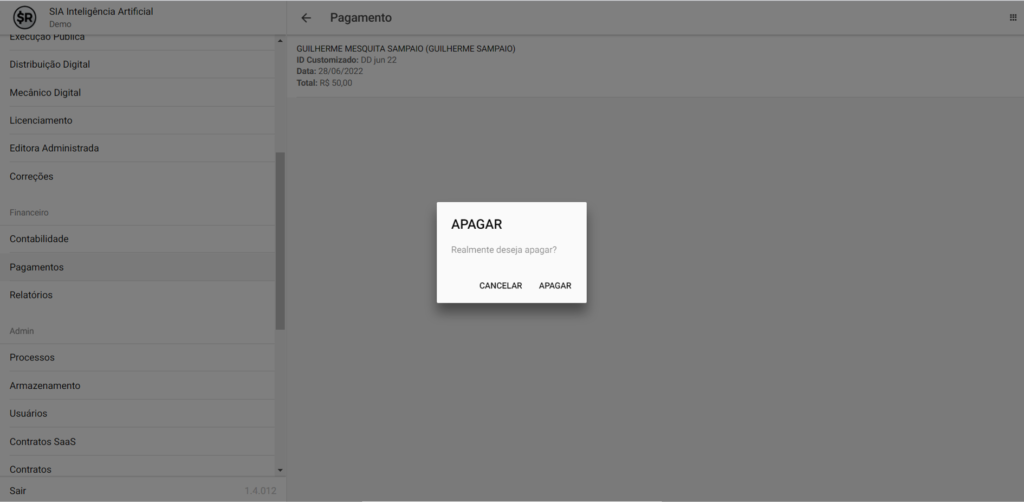 Smart Rights - Como apagar pagamentos - 03 - Confirmar